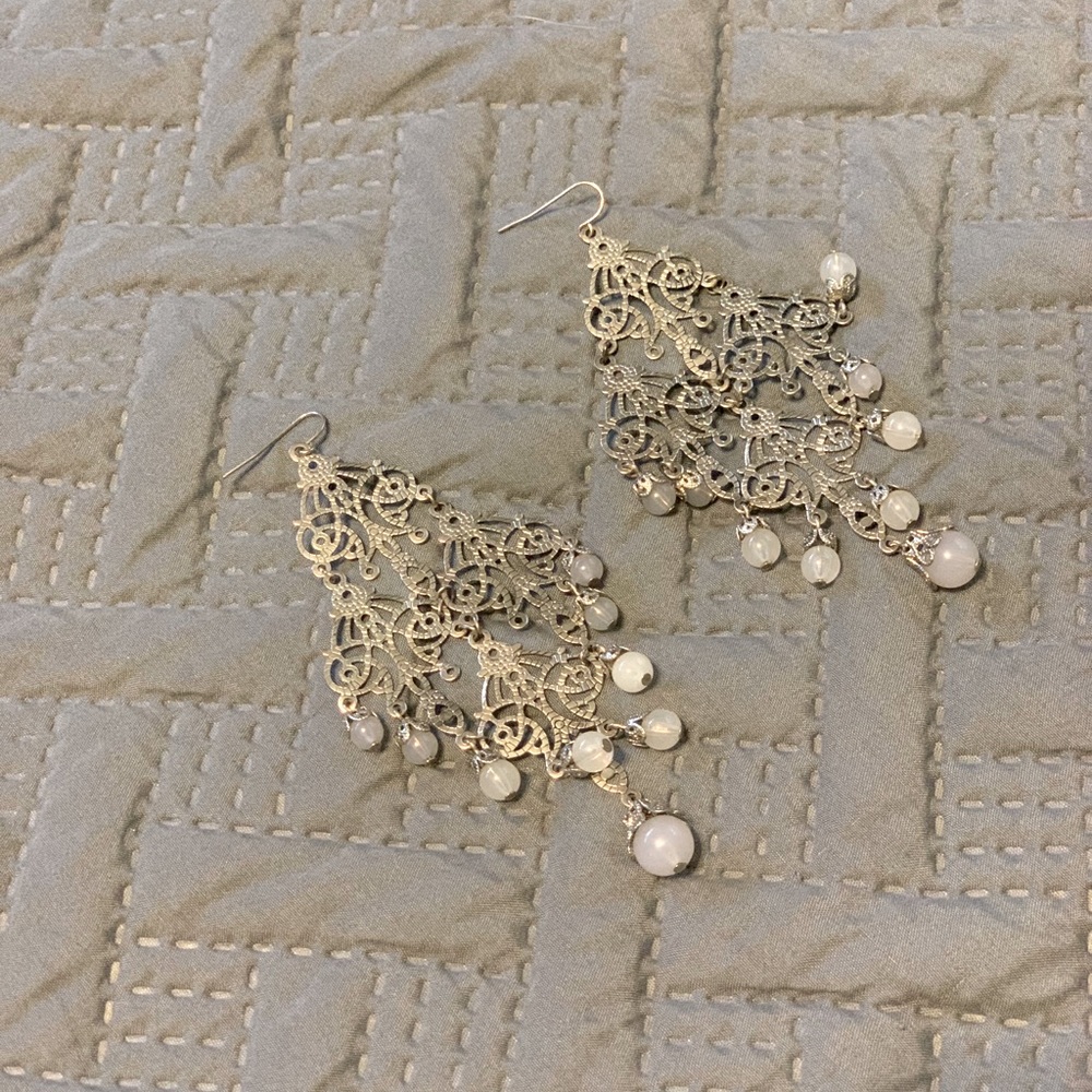 Large Silver Dangle Earrings